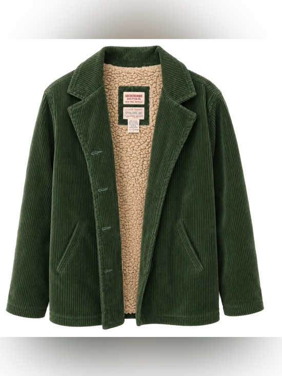 Abercrombie & Fitch Other - Abercrombie & Fitch Sherpa Lined Corduroy Coat Jacket Mens Medium Green Vintage